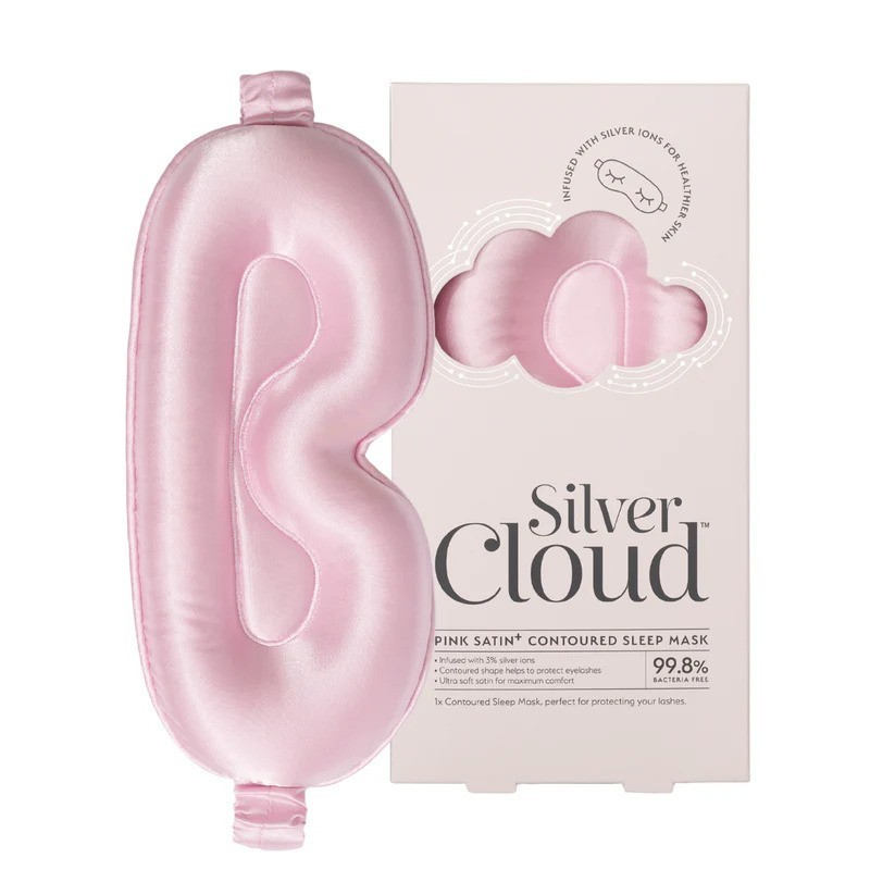 Silver Cloud Silver Ion Infused Pink Contoured Satin Sleep Eye Mask