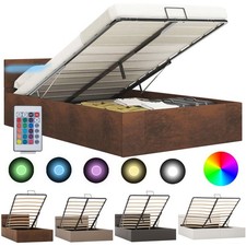 LED Stauraumbett Hydraulisch Kunstleder Bett Polsterbett Doppelbett Bettgestell