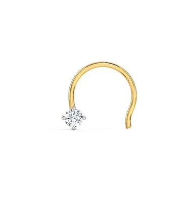 18K Gelbgold Solitär Nasenring Nadel 0.10 ct Natürlicher Diamant H I1 - Bild 1 von 4