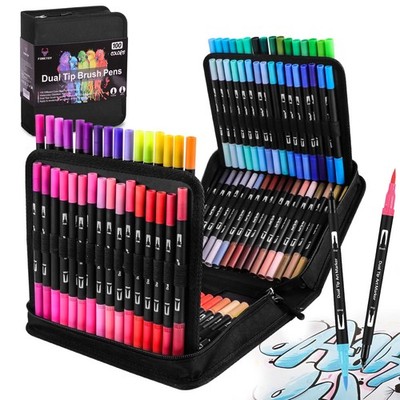 Dual Brush Pen Set 100 Farben für Handlettering und Kunst, vielseitige Pinselsti