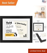 Versatile 11x14 Document Frame - Display Grad Diplomas Certificates With Ease
