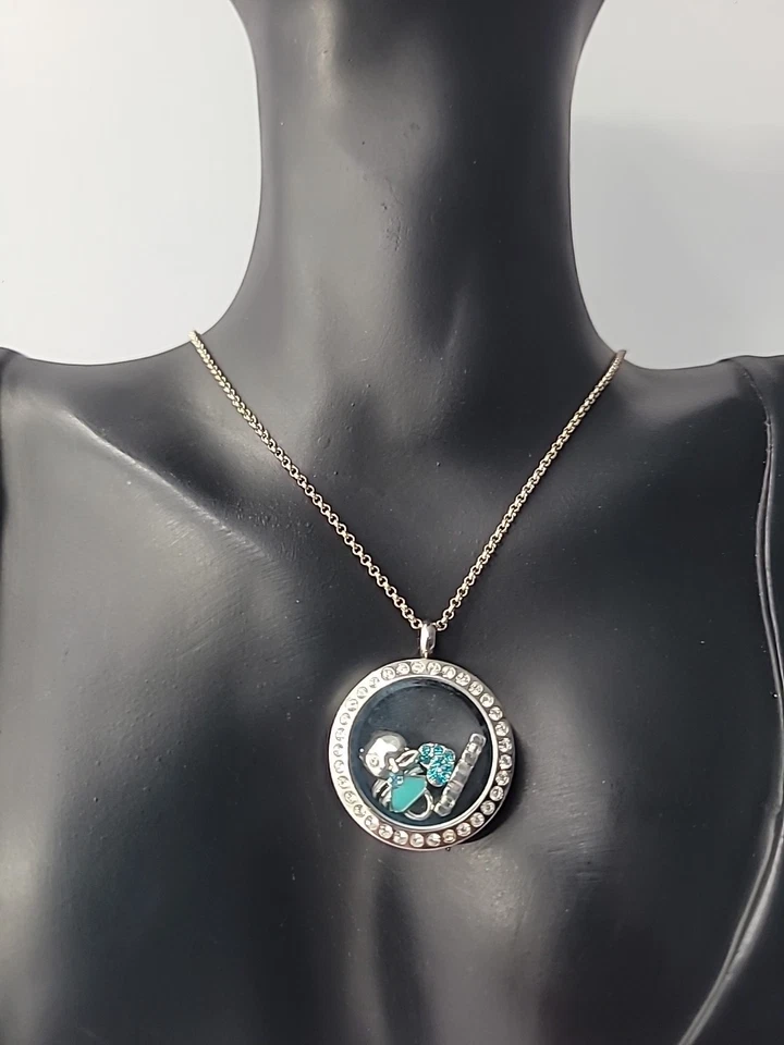 Collar medallón flotante vintage origami búho plata dijes de mamá estrás Foto 3 de 4