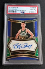 2024 Panini Select Bob Cousy #SIGBOB Signature Blue Prizm /49 PSA 10 GEM Celtics