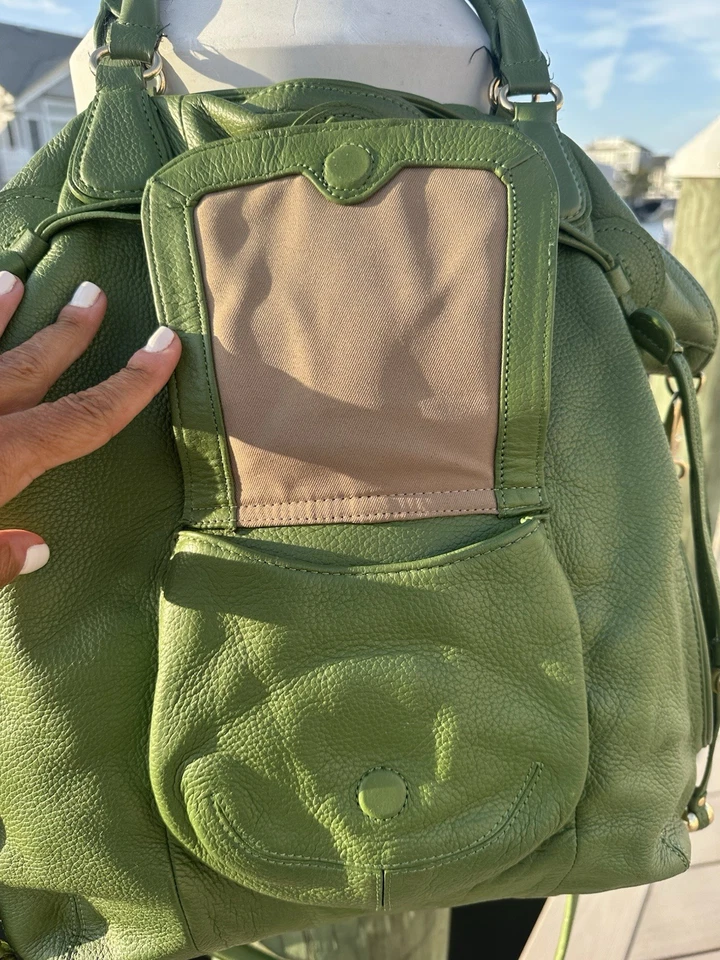 ISAAC MIZRAHI LIVE 2 Piezas Cuero Verde Hobo Bolso Bandolera Bolso para Dormir Foto 4 de 4