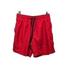 New No Tag MEN Red Swim Trunks Size M Front Pockets Tie Front Beach Pool Cruise
