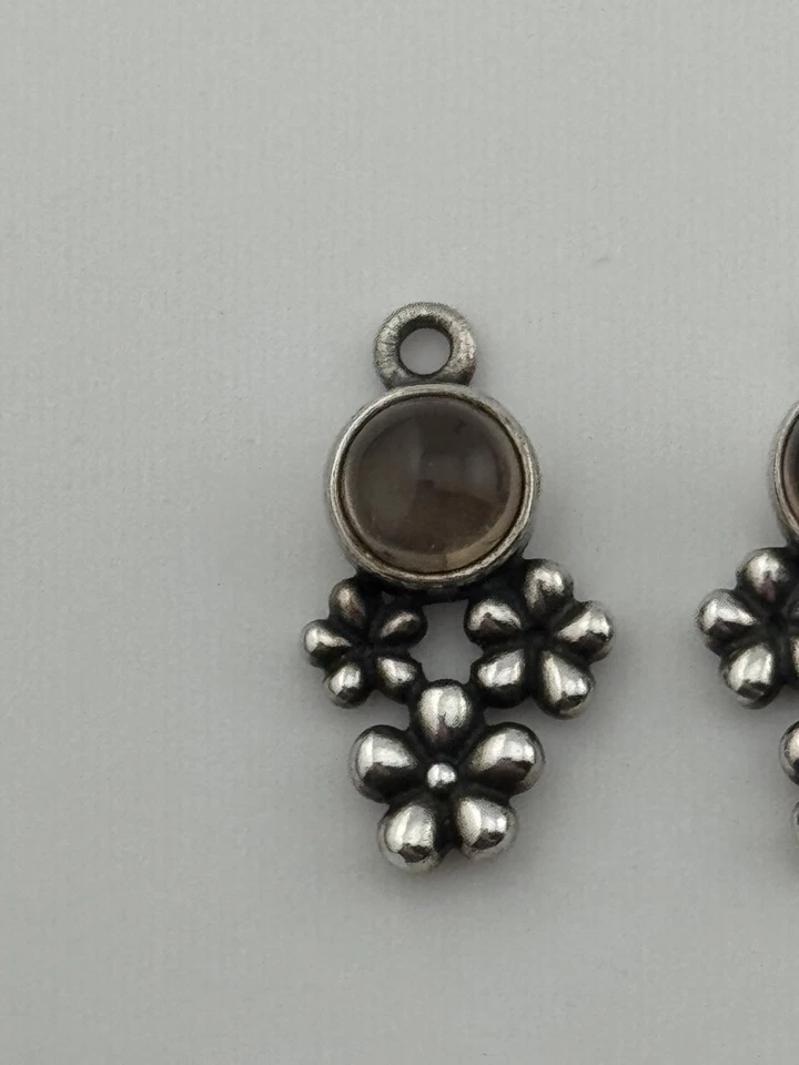 Pandora Plata Esterlina Cuarzo Ahumado Ramo Flor Componer Pendiente Dije 290631 Foto 3 de 4