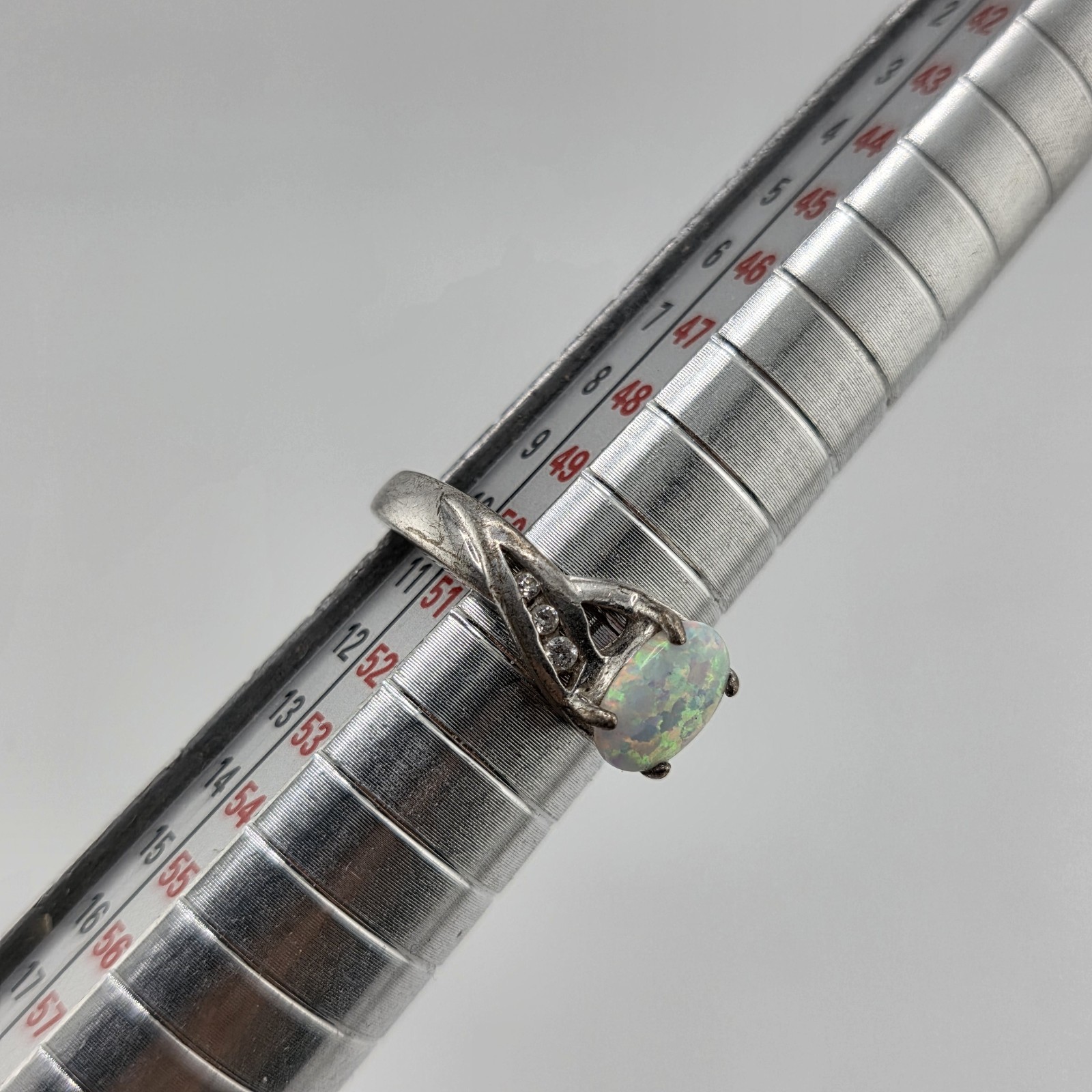 Opal Ring Sterling Silver 925 Simulated Cubic Zir… - image 4