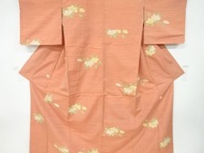 7299891: JAPANESE KIMONO / ANTIQUE KIMONO / SILK / TSUMUGI / WOVEN CAMELLIA