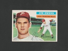 1956 Topps Jim Owens WB #1114 ~~ Phillies ~~ Scarce White Back!