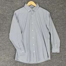 Mizzen  Main Shirt Mens M Blue  White Check Leeward Standard Fit Stretch