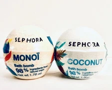 SEPHORA COLLECTION Bath Bomb Bath Fizzy Coconut & Monoi Mini Set x2 1.76 oz each