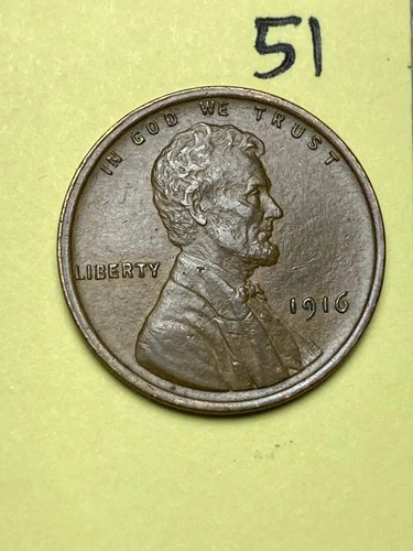 1916 LINCOLN WHEAT CENT,  high condition coin, XF/AU nice sharp details #51