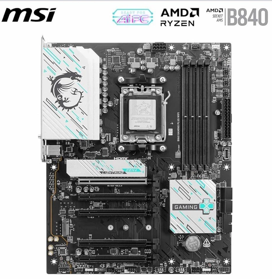 MSI B840 GAMING PLUS WIFI AMD AM5 ATX DDR5 Desktop Motherboard - Image 2 of 4