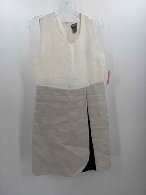 Pre-Owned Neiman Marcus White Size Small Linen Knee Length Sleeveless Dress