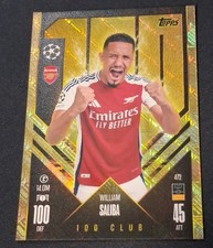 Topps Match Attax William Saliba 100 Club Insert Arsenal FC Card #472