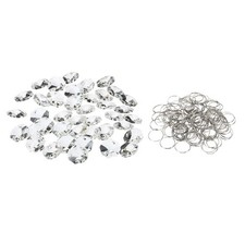 PATIKIL K9 Crystal Octagon Beads 2 Holes Pendants with Ring, 50 16mm, Clear