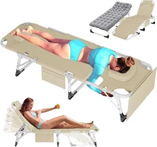 ABORON Patio Lounge Chair,Folding Heavy Duty+500LB Load Capacity, Adjustable