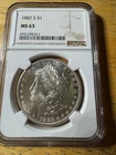 1882 S Morgan Dollar MS 63 NGC 90%, Silver, BLAST WHITE, SIMI PROOF!!!!