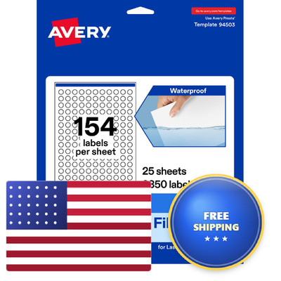 Avery Printable Durable White Round Labels Sure Feed Technology 0.5 Diameter