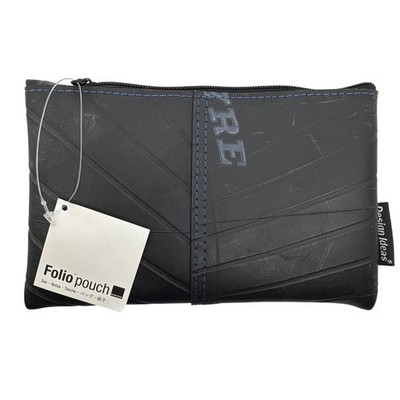 Design Ideas Folio Pouch Recycled Tire Rubber Medium Black Zippered Bag