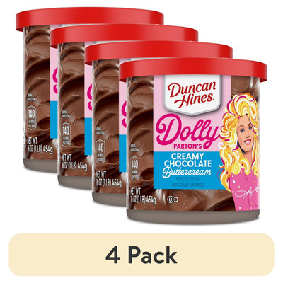 4 pack Duncan Hines Dolly Parton's Favorite Chocolate Buttercream Flavored 16 oz