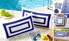 12x20 Navy Blue Frame Outdoor Lumbar Pillow 20" x 12" Pack of 2 Navy Border