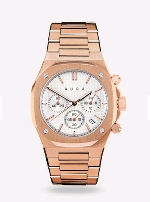 AURA 001 Chronograph: Rose/White Watch 40mm