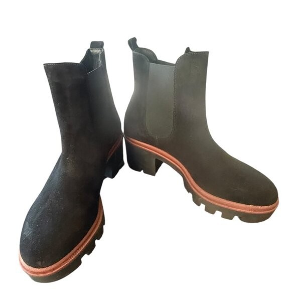 SAOLA Stivali Chelsea Antonio De Faria BLK scamosciati suola spessa plateau W 8 NWOB