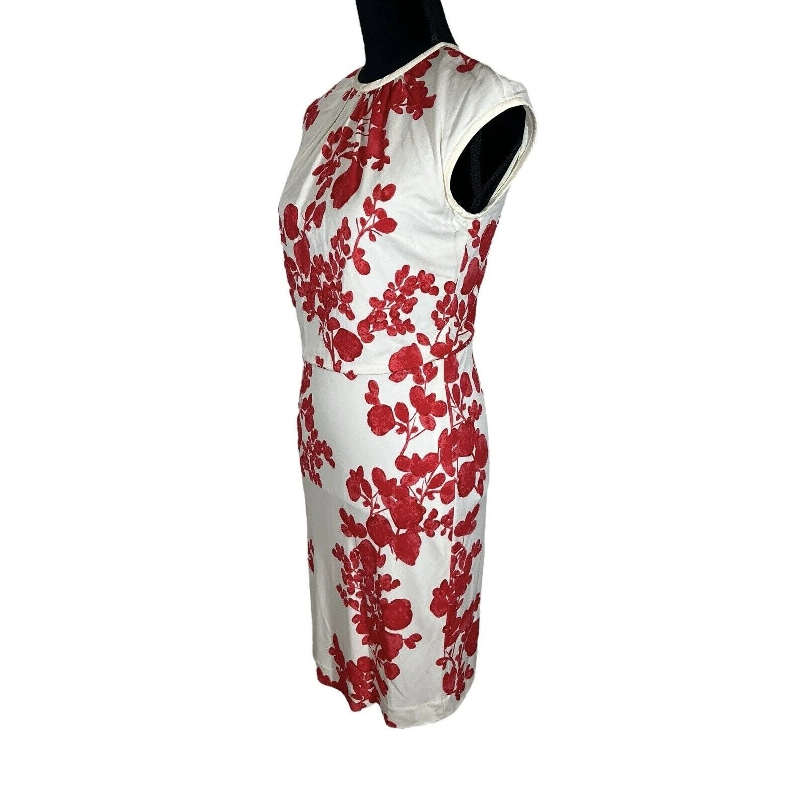 Abito Tory Burch Lydie Flora stampa a strati top matita slim girocollo taglia XS