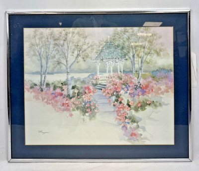 Rahmendruck ''Der Pavillon'' Thomson Retro Blumengarten Landschaft 80er Jahre