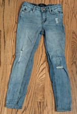 Lucky Brand Girls Jeans Zoe Skinny Sz 8 Youth Distressed Ripped Adjustable Waist