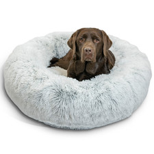 Best Friends by Sheri The Original Calming Donut Dog Bed , Shag Faux Fur, Frost