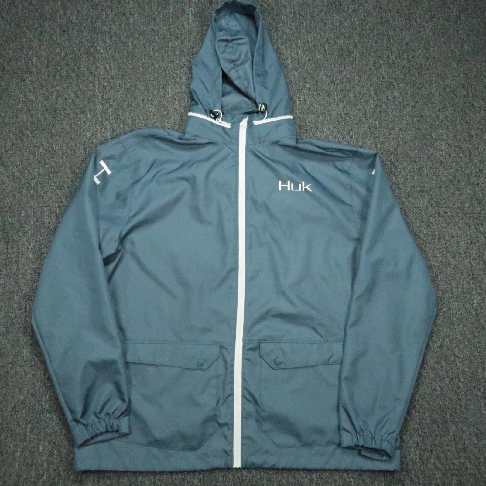 Huk Jacket Mens Extra Large Blue Full Zip Pockets Hooded Windbreaker Fishing
Opens in a new window o