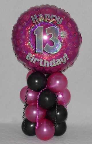 13° COMPLEANNO-ETÀ 13 -RAGAZZA -ROSA - PALLONCINO IN LAMINA DISPLAY - TAVOLO CENTROTAVOLO - STRISCIONE - Foto 5 di 9