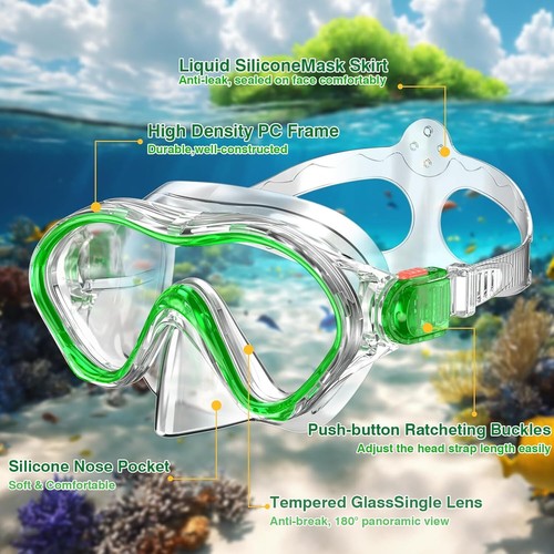 Kids Snorkel Set for Boys Girls Youth Junior Age from 5-13 Years Old Upgraded