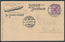 Zeppelin Switzerland Trip 1929 Board Post DELAG Card Post Drop Zurich (S23513)