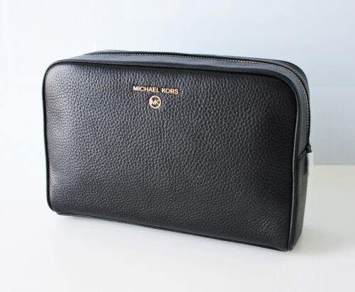 Michael Kors Vanity Bag Jet Set Charm LG Zip Travel Pouch Large Black - Picture 1 of 7