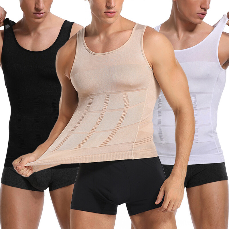 MENS SLIMMING VEST Body Shaper Slim Chest Belly Waist Boobs Compression
