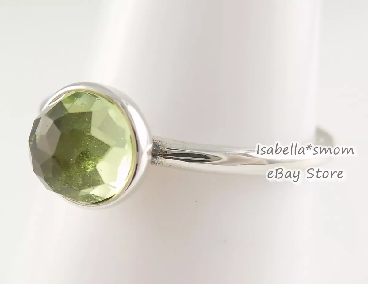AUGUST DROPLET Authentic PANDORA Green PERIDOT Ring 191012PE 9 60 NEW w POUCH