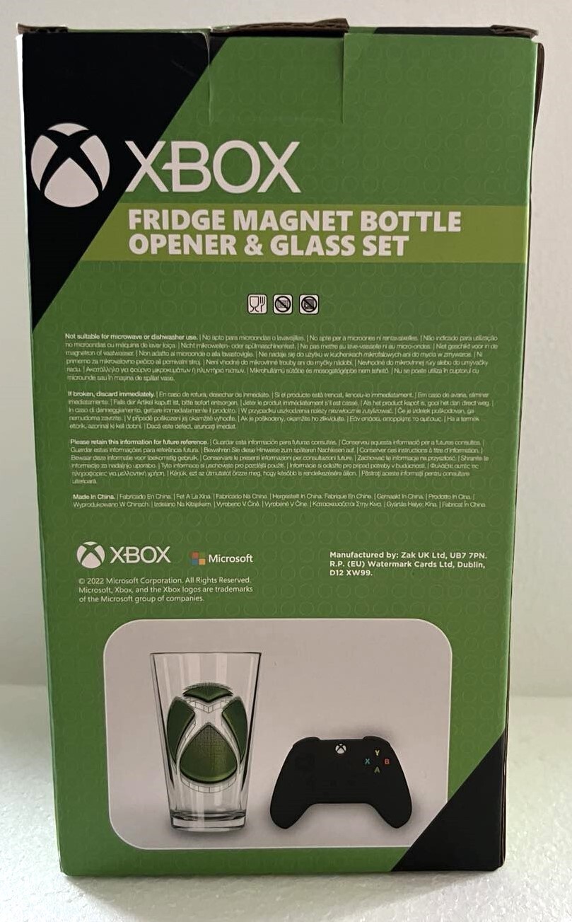 XBOX Fridge Bottle Opener & Beer Glass Gift Set Fathers Day