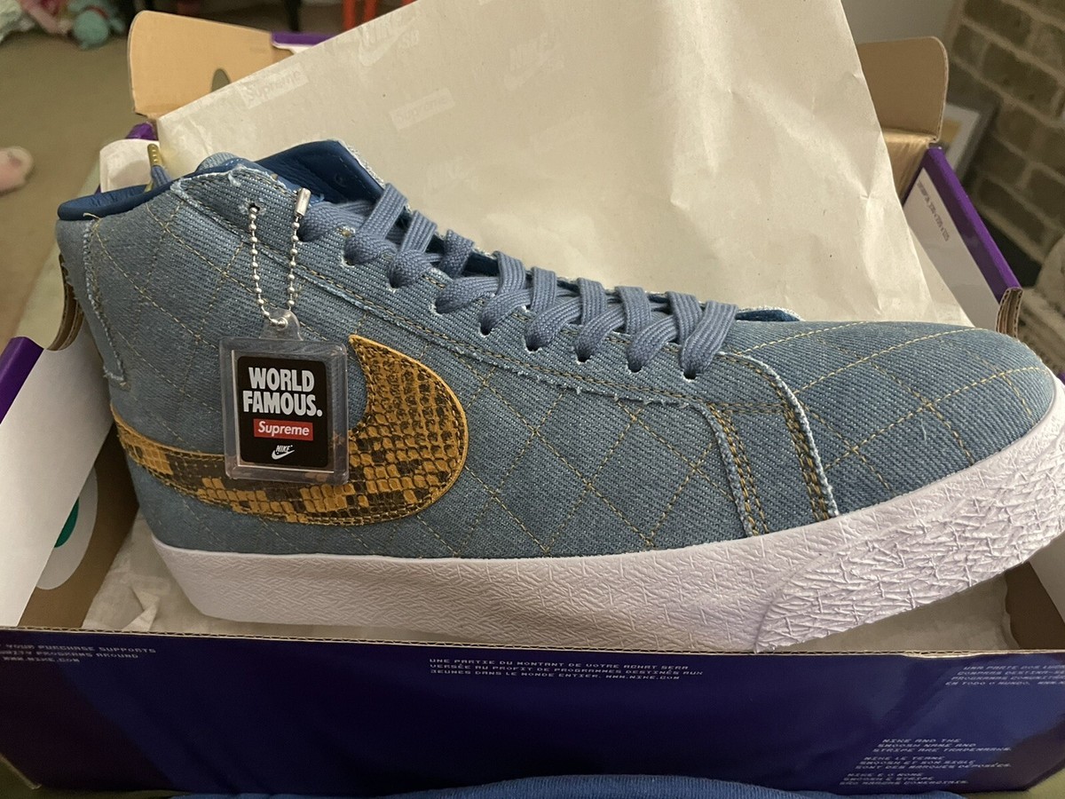 Nike SB X Supreme Zoom Blazer Mid QS2 Denim UK9 US10 EU44 AW 2022 