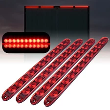 4PCS 16" Red Truck Trailer Light Bar 11 LED Stop Turn Tail Brake Lights Strip