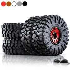 4pcs 120mm Metal 1.9" Beadlock Wheel Rim Rubber Tire Set for 1/10 RC Crawler Car
