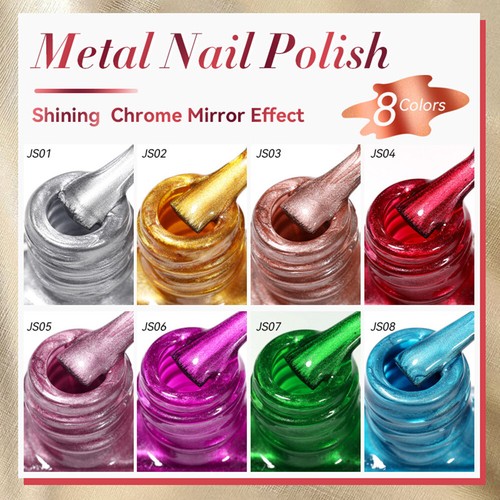 Nagelfarbe Mit Trocknungsmetallfarbe Silber Goldspiegel In Nageleffekt : - Picture 9 of 29