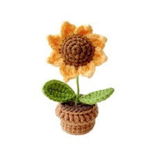 Hand-Knitted Flowers Potted Crochet Artificial Plants Finished Woven Gift N9C6