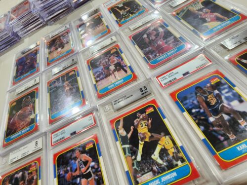 1986 FLEER BASKETBALL #57 MICHAEL JORDAN ROOKIE COMPLETE SET, W SIGNED AUTO'S - Picture 1 of 7