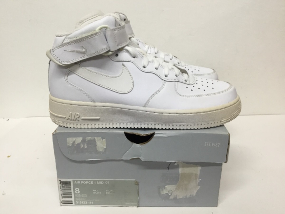Nike Air Force 1 MID '07 Mens sneaker #315123 111 sz 8 White