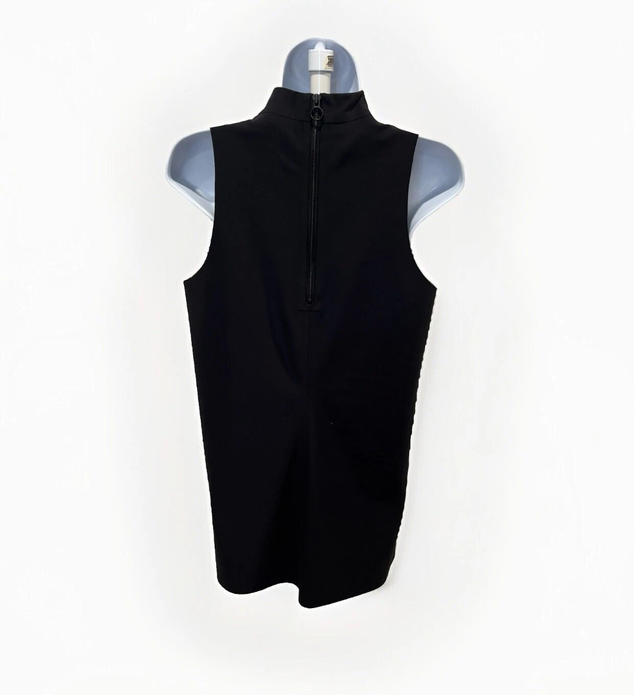 UNDERCOVER Athleta finto collo smanicato activewear mini abito donna taglia S nero zip laterale
