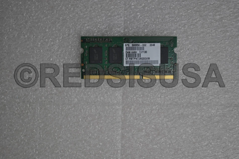 HP 2GB PC3-10600 DDR3-1333MHz non-ECC SoDimm Dual Rank Memory Module 598856-002 - Image 2 of 2