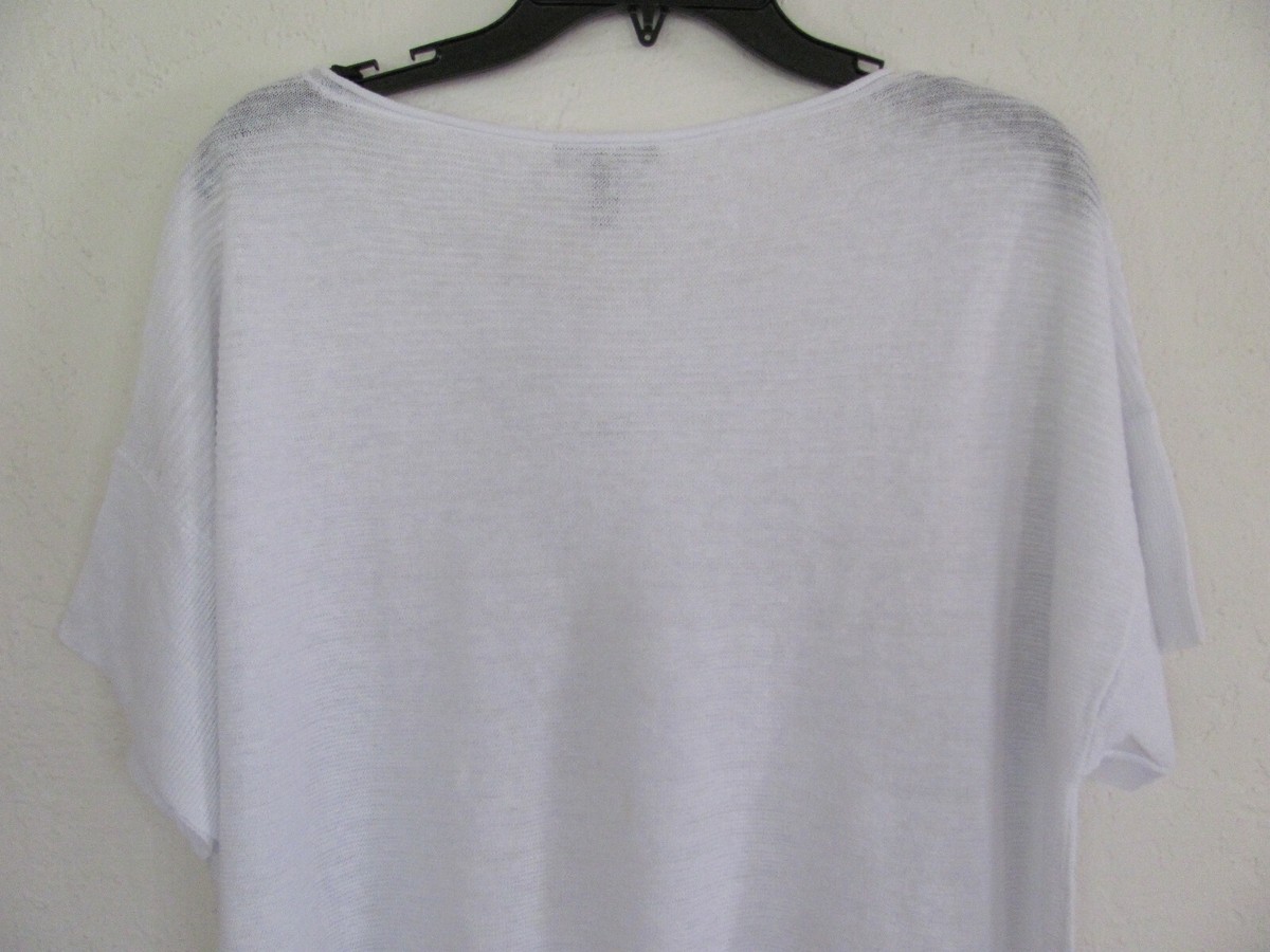 Eileen Fisher Bateau Neck Box Top- 100% Organic Linen-White -Size